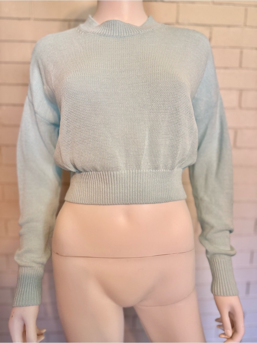 Madewell Light Blue Cropped Crewneck Sweater - Women